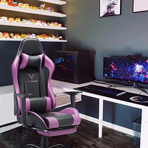 Vitesse Gaming Chair with Massage Footrest Racing Style Computer Office Chair Adjustable Swivel Ergonomic PC Desk Bucket… - Image 2