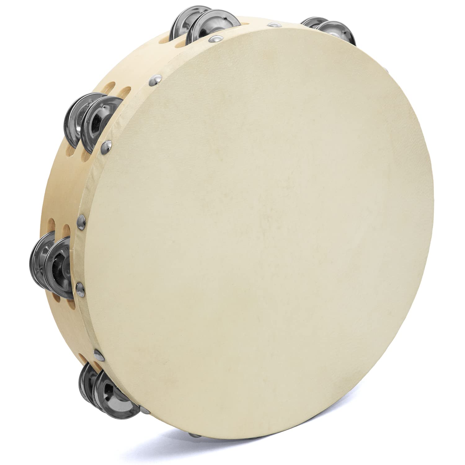 TIGER TAM98-10 10" Wooden Tambourine - Double Row - Natural