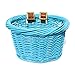 Colorbasket 01501 Kids Front Handlebar All Wicker Bike Basket, Hand Woven, Adjustable Leather Straps, Blue