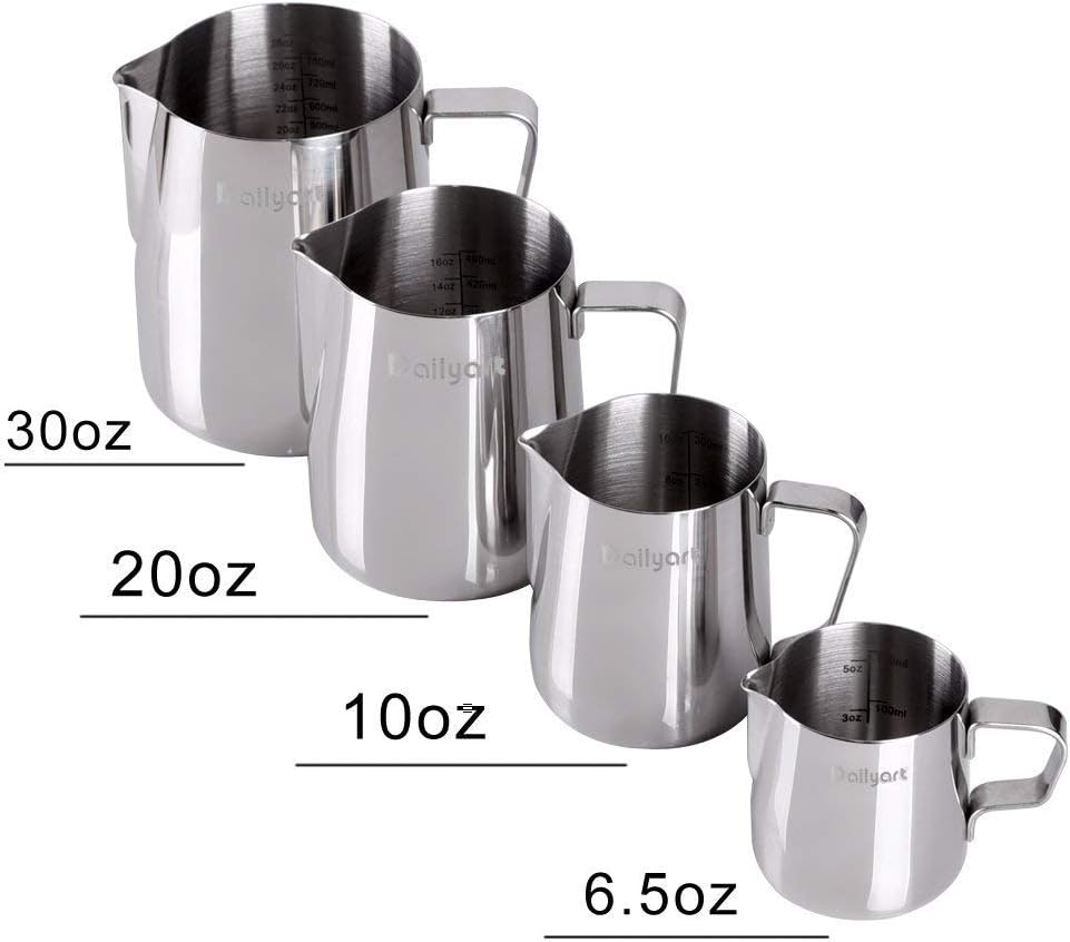Dailyart Milk Frother Jug 900ml/30fl.Oz. 304 Stainless Steel Metal Milk Jug for Coffee Machine - Image 4