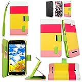 Cellularvilla Wallet Case for BLU Studio 5.5 D610a Pu Leather Wallet Card Flip Open Pocket Case Cover Pouch (Pink Yellow)