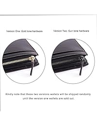 S-ZONE - Bolso organizador para mujer de piel auténtica, triple pliegue