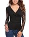 Women's Cross-front Blouse V Neck Lace Raglan Long Sleeve Tops