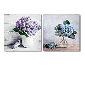 Still Life with Blue Hortensia Flowers and Lilacs...
