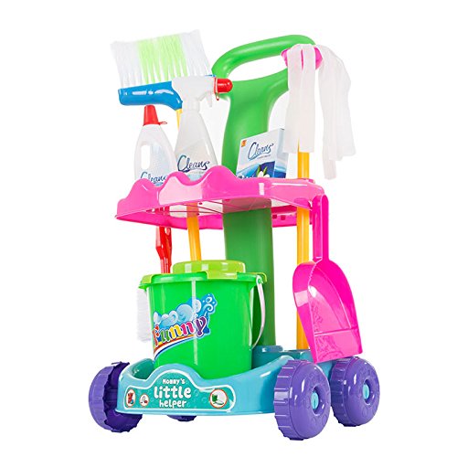 Toddler Pretend Play Cleaning Set - Includes Caddy with Wheels!