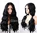 Giannay Hair Lace Front Wigs Natural Water Wave Wigs Synthetic Wig Glueless Long Wavy Wig Half HandMade High Temperature Heat Resistant Fiber Wig with Baby Hair Black Color for Women 24 Inch