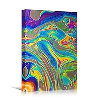Canvas Wall Art Liquid Abstract Colorful Decorative Elements Mixed Media Multicolor Swirly - 12x18 inches