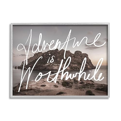 Stupell Industries Adventure is Worthwhile Nature Gray Framed Giclee Art Design…