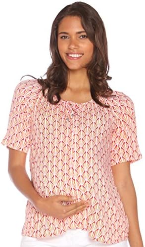 Due Maternity Macy Pregnancy And Beyond Button Front Top - Fuchsia/Orange - X-Small