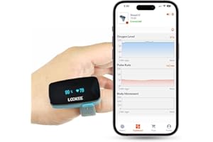 LOOKEE Ring Sleep Oxygen Monitor with Vibration Reminder for Low O2 | Continuous Ring Pulse Oximeter Overnight Tracks Blood O