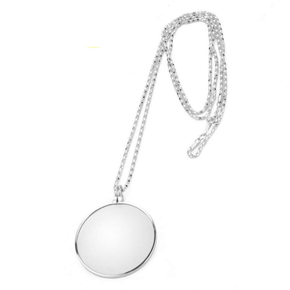 5X Magnifying Glass Necklace Pendant with Chain Monocle and Jewellers Loupe Lens - Long Chain