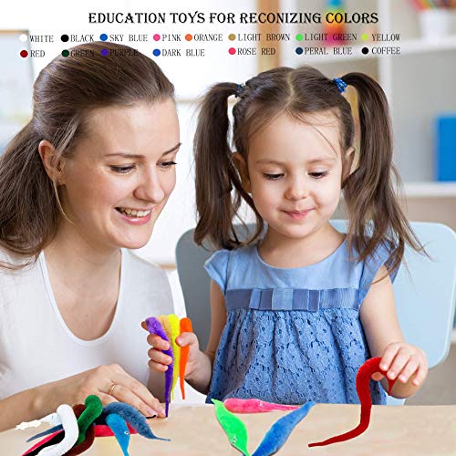 Happy Will 25 Pcs Fuzzy Magic Worms Toys with Invisible String Wiggly Magic Trick Carnival Party Favors for Kids Cat