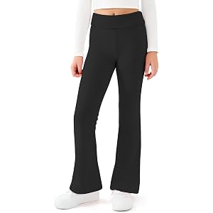 KEREDA Girls Flare Leggings Fold Over Waistband Bell Bottom Bootcut Pants