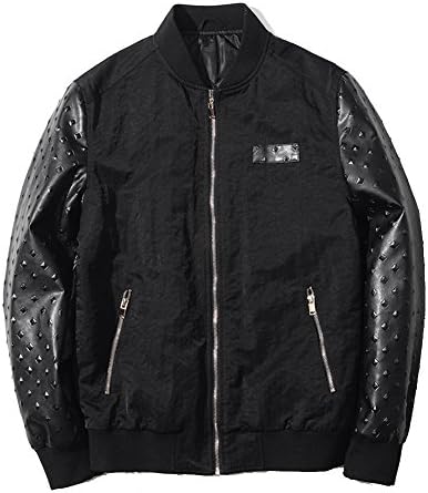 SYIWONG Men's fashion classic collarless Bomber Flight Jacket