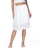 Vanrose Jan Skirt Extender for Women Knee Length Lace Trim Layering Underskirt Half Slip S-5XL