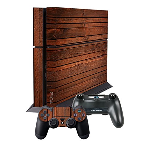 Skins for PS4 Controller - Decals for Playstation 4 Games - Stickers Cover for PS4 Console Sony Playstation Four Accessories Faceplate with Dualshock 4 Two Controllers Skin - Wooden - Thumbnail 2