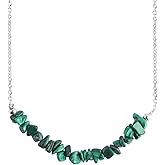 NJCRAFT Natural Gemstone Chips Choker Necklace for Woman| Silver Plated Gem-stone Necklace | Chip 2–3 mm | Adjustable Chain 16+2 Inch