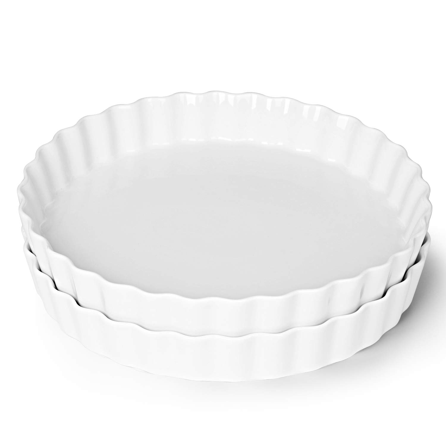 Photo 1 of ONTUBE Pie Pans 11 Inches Ceramic Quiche Pans, Round Pie Tins for Baking,Oven Safe, Set of 2 (White)