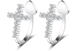 DTJA CZ Criss Cross Clip on Cuff Wrap Hoop Earrings for Women 925 Sterling Silver Non-Pierced Ears Pave Crystal Diamond Small Cartilage Crawler Sweep Earring Delicate Flat Jewelry Gift