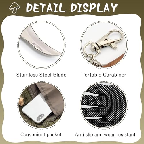 HUIKUANGEU Mushroom Knife, Mushroom Knife,Mushroom Hunting Bag,Mushroom Knife with Brush and Ruler,Folding Knife for Truffle for Collecting