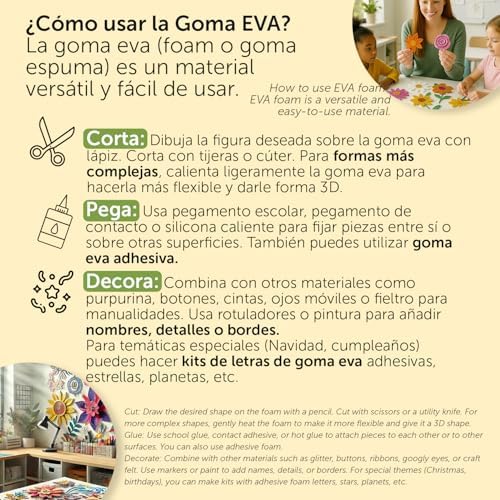 Goma Eva de Purpurina para Manualidades, Goma Espuma de Colores para Proyectos Creativos, Ideales para Artes y Manualidades, Escolar o Profesional 40x60cm (Surtido Adhesivo Purpurina, 10uds)
