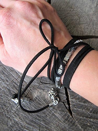 'Venom' - Black Leather Bracelet ~ Leather Wrap Bracelet ~ Leather Bead Bracelet