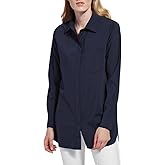 Lysse Schiffer Button Down Shirts women– Long Sleeve Collared blouses for women with Laser Cut Hem, Work Top for Office