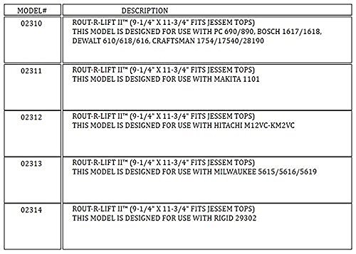 JessEm 02310 Rout-R-Lift II Router Lift + 02030 10-Piece Insert Ring Kit with Caddy Bundle - Thumbnail 5
