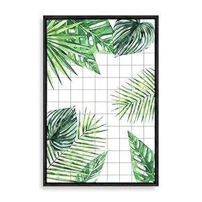 Framed Canvas Home Artwork Decoration Nordic Style Plant Canvas Wall Art for Living Room, Bedroom - 16x24 inches