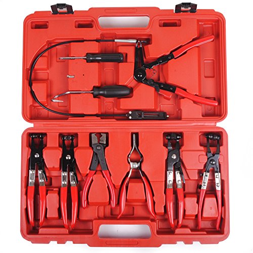 9 Piece Mechanics Home DIY Swivel Flat Angled Hose Clamp Clip Plier Set