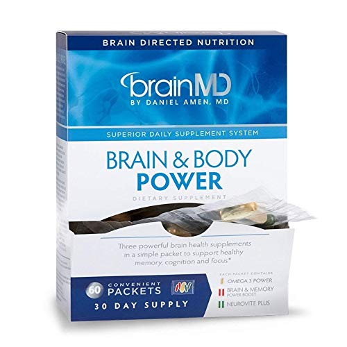 Dr. Amen BrainMD Health Brain & Body Power Dietary Supplement packet combination to support healthy memory, cognition and focus, 30 day supply