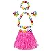 Mtlee Elastic Hawaiian Hula Grass Skirt with Flower Costume Set for Party Beach Dance Fancy Dress, Multicolor, 2 Sets
