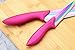 Chef's Star 6 Piece Kitchen Knife Utility Set, Stainless Steel Blade W/Colored Titanium Coating and Pink Handles, Includes Chef, Bread, Carving, Paring and Utility Knife Plus Acrylic Knife Block