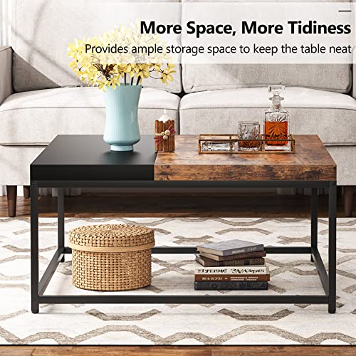 Tribesigns Square Coffee Table, 40 inch Industrial Cocktail Table for