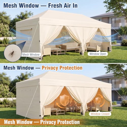 Aoxun 10x20ft Heavy Duty Pop Up Canopy Tent with 6 Mesh Sidewalls, Waterproof Gazebo for Parties and Camping image 19
