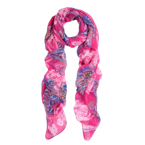Elegant Vintage Paisley Graphic Scarf, Fuchsia