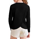 Haloumoning Girls Athletic Shirts Kids Long Sleeve Workout Tops Split Back Quick Dry T-Shirt 5-14Y