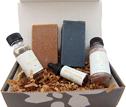 Facial Care Sampler, Skin Care, Activated Charcoal Soap, Rosehip &amp; Avocado Soap, Sea Buckthorn Serum, Rose Water &amp; Aloe Toner by Karess Krafters Apothecary