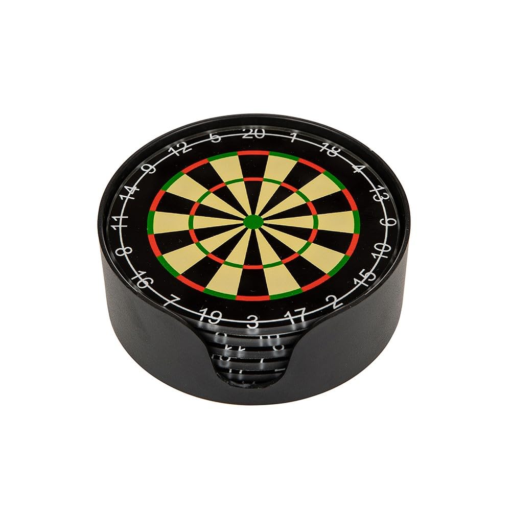 Fantastic Set of 6 Dartboard Glass Drink Coasters sat in its Own Case New & Boxed for a Female or Male Darts Fan in a Bar, Lounge, or Bedroom