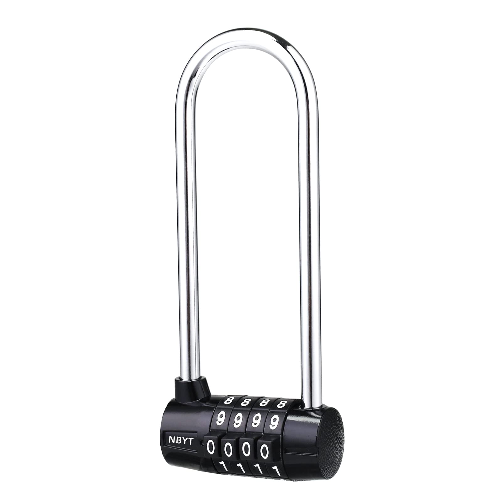 NBYT 4-Digit Combination Padlock, Door Handle Padlock, Suitable for lockers, Filing cabinets, wardrobes, Small Fences, Sheds, pet Door Locks. (4.3in (D9/32))