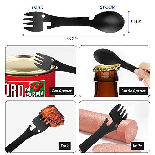 SUPOLOGY Emergency Survival Gear Kits -Outdoor Tactical Tools for Hiking/Adventures/Climbing Necessary - Multifunction Solar Camping Lantern,5 in1 Spoon Fork,Survival Bracelet, Fire Starter - Thumbnail 2