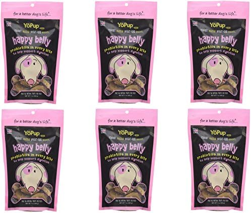 (6 Pack) Yoghund YoPup Happy Belly Wheat-Free Biscuits with Yogurt Probiotic Icing for Pets, 7 Ounces each