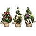SUNREEK 3 Pieces Mini Artificial Christmas Tree with Ornaments - Perfect Christmas Decoration for Table and Desk Tops, Small 8inch/20cm Tall Christmas Pine Tree for Your Home or Office