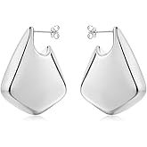 Chunky Big Fin Drop Earrings for Women 14k Gold Plated Statement Earrings Geometric earrings Chunky Gold Hoop Earrings Hypoallergenic Lightweight Earrings Teardrop Earring Trendy Jewelry Gifts