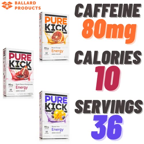 Pure Kick Energy Drink Mix Packets With Caffeine Variety Pack 3