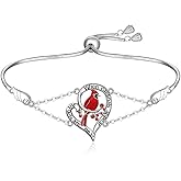 Fenthring Red Cardinal Bracelet for Women Sterling Silver Heart Cardinal Gifts for Women Appear When Angels are Near Memorial Sympathy Jewelry Charms Mothers Day