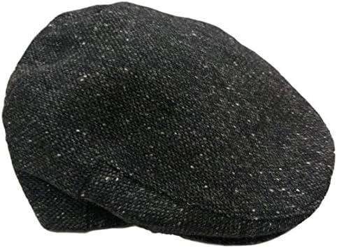 John Hanly Irish Tweed Flat Cap (L (7 3/8), Black/White Fleck)…