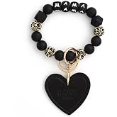 JNEWIN Silicone Beaded Wristlet Keychain Gifts for Mom, Large Wrist Bracelet key chain Car Key Ring Cute for Women