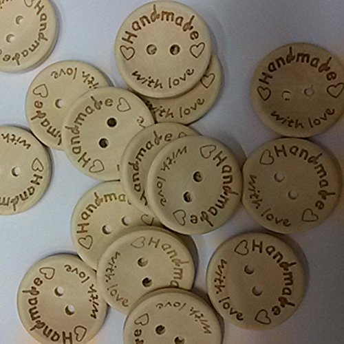 Shopline 100 Pieces DIY Nature Wood Sewing Buttons with 2 Holes Scrapbook Handmade Graft Button / 25mm