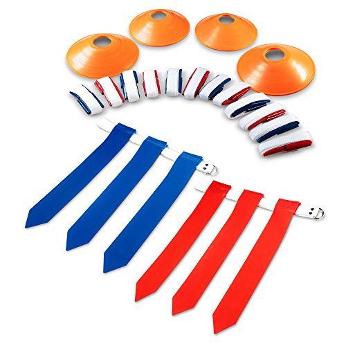 14 Player Flag Football Flags, 3 Heavy Duty Flags per Belt, 12 Cones